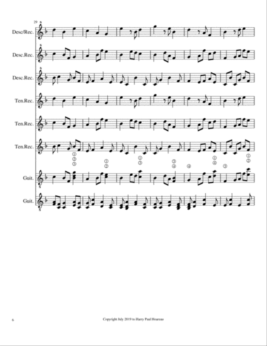 Presence 27ta Guitar and Recorder Octet Woodwind Ensemble scores gallery preview page 6