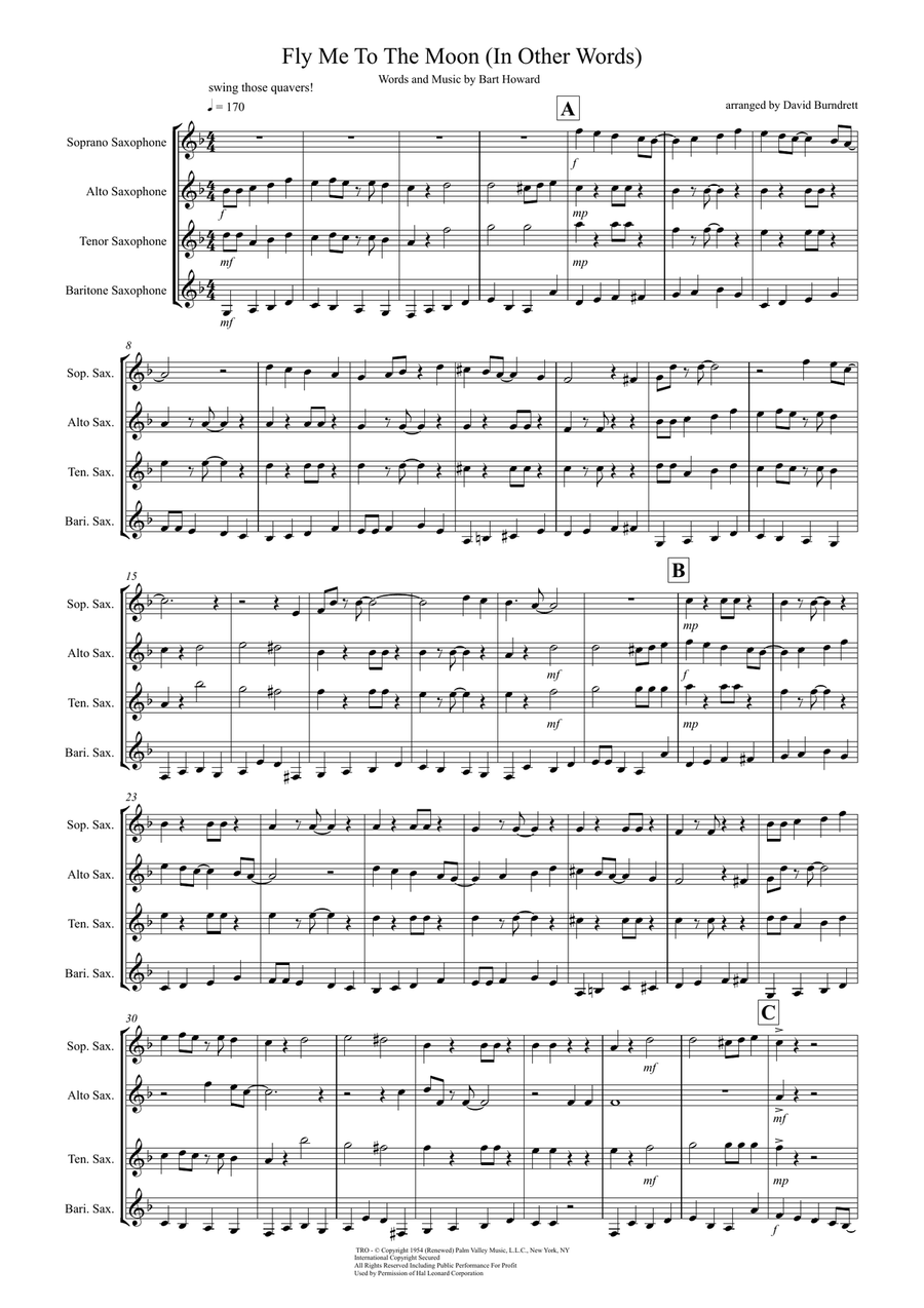 Fly Me To The Moon (In Other Words) Woodwind Quartet scores gallery preview page 1