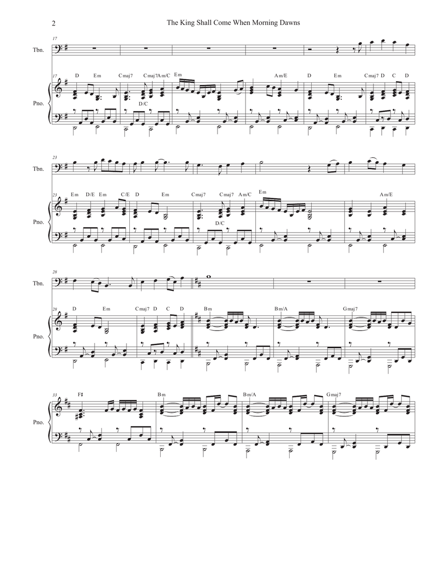 The King Shall Come When Morning Dawns (Trombone solo and Piano) Piano scores gallery preview page 2