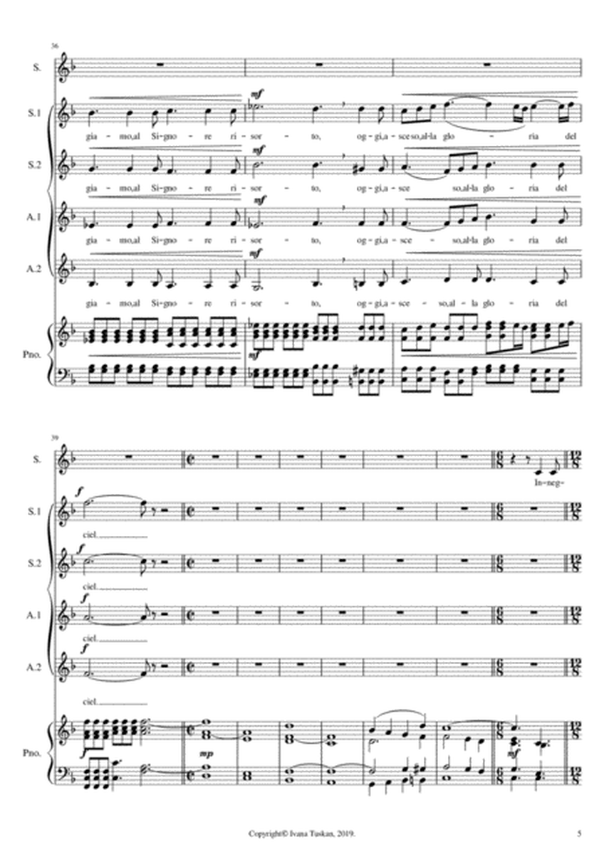 Regina Coeli (from Cavalleria rusticana) SSAA, soprano solo, piano/organ full version F major image number null