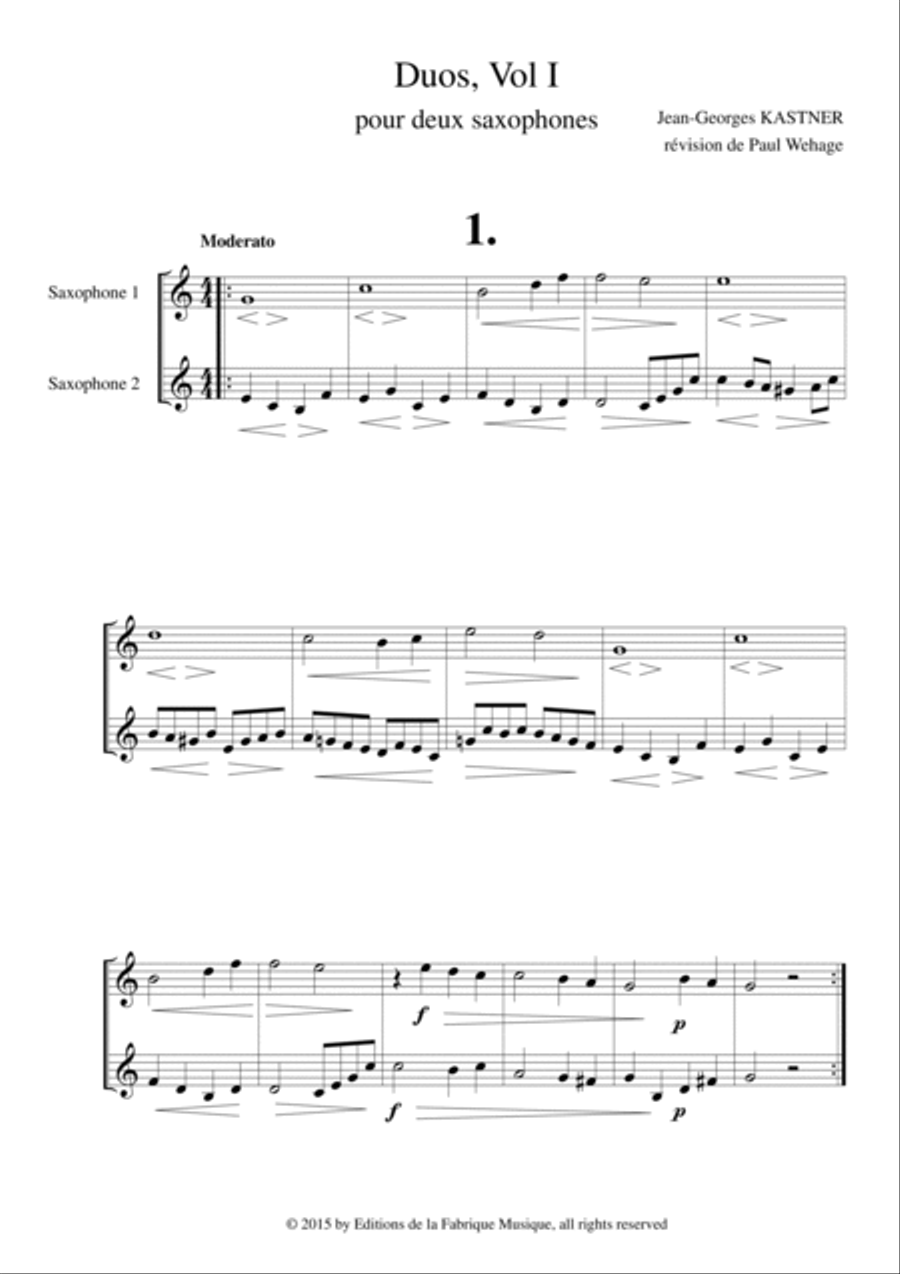 Jean-Georges Kastner: Duos vol 1 (duos no. 1-39) for two saxophones Woodwind Duet scores gallery preview page 3