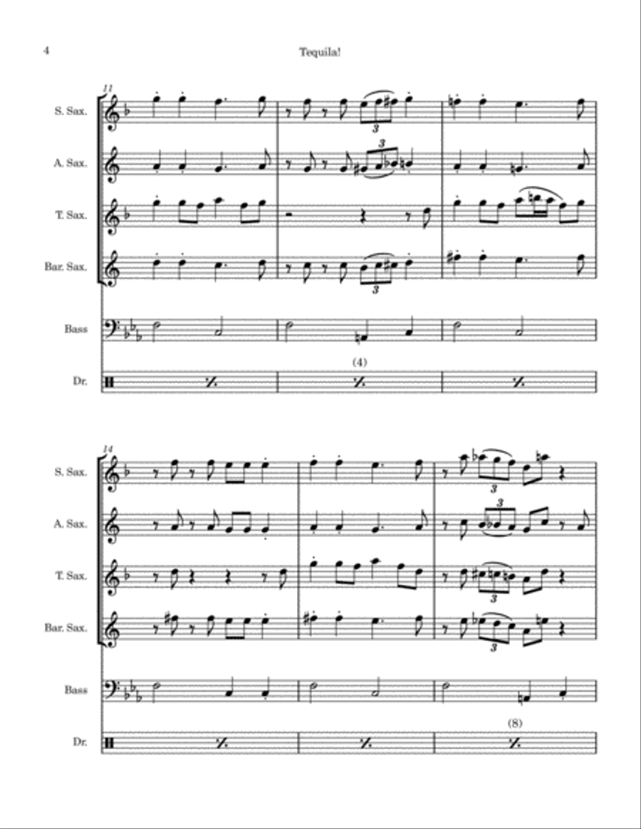 Tequila Saxophone Quartet scores gallery preview page 4