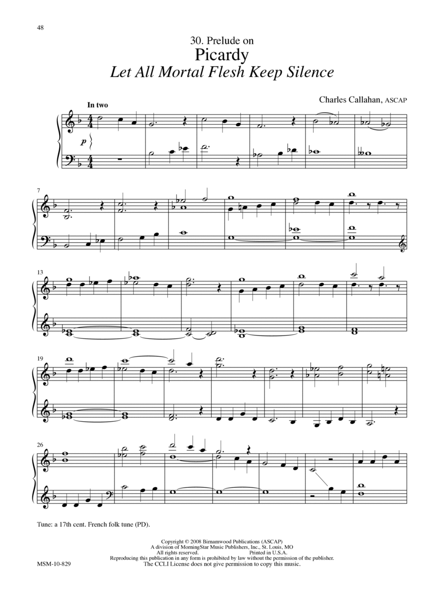 Prelude on Picardy (Let All Mortal Flesh Keep Silence) Organ scores gallery preview page 1
