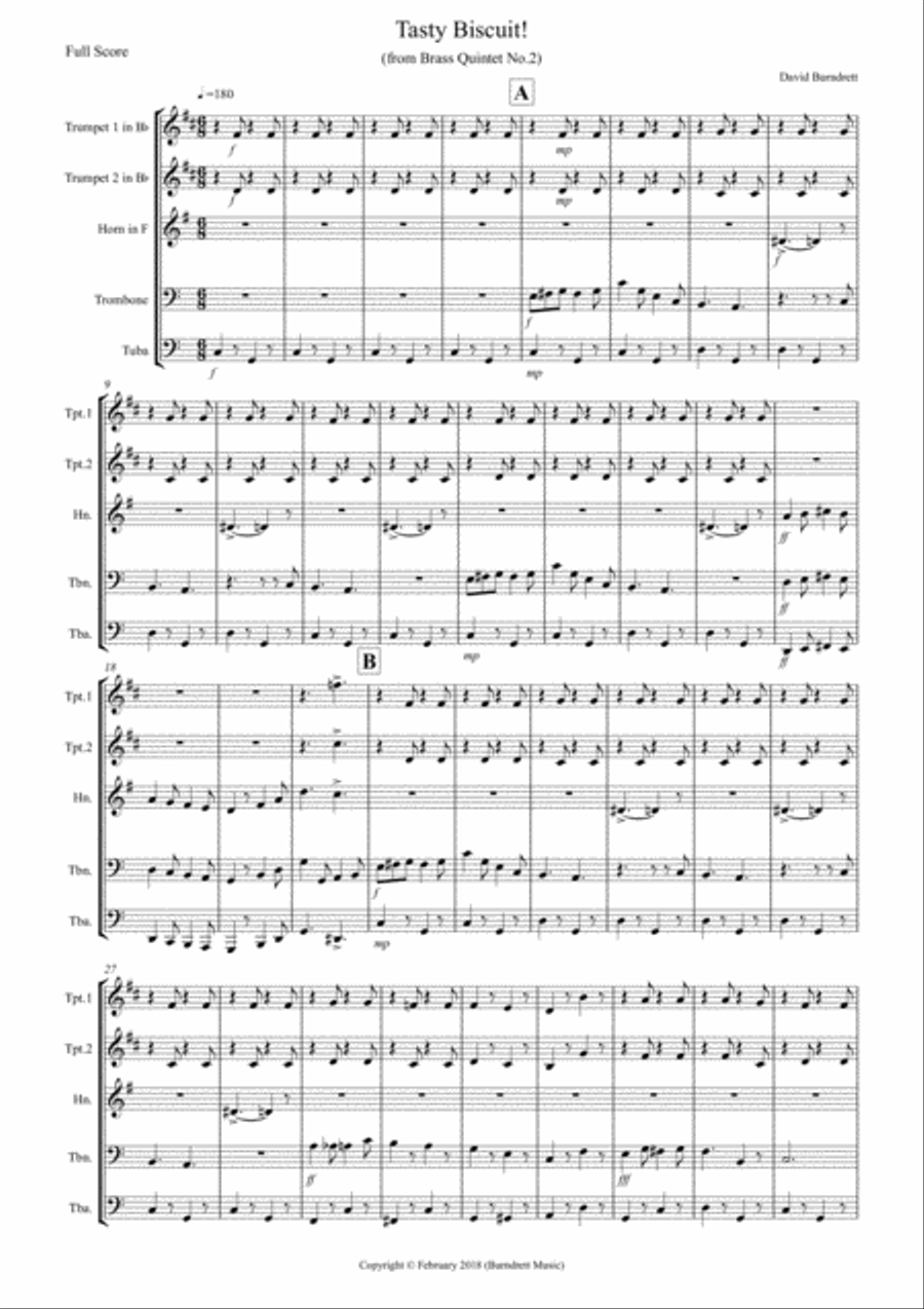 Tasty Biscuit! for Brass Quintet Brass Quintet scores gallery preview page 1