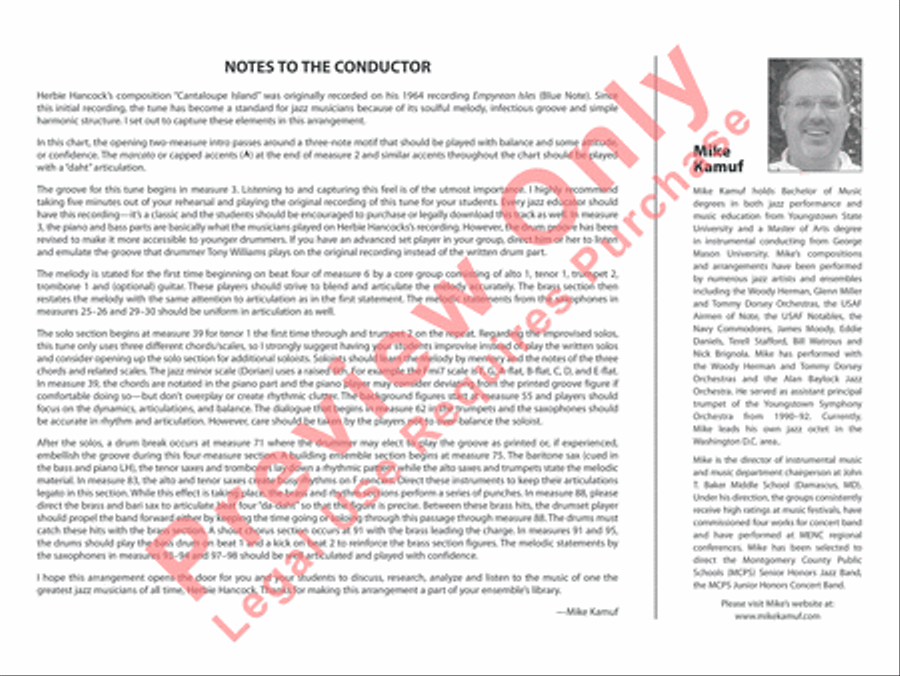 Cantaloupe Island Jazz Ensemble scores gallery preview page 3