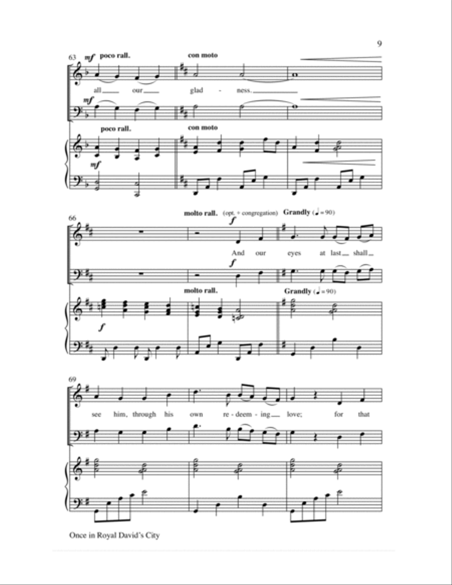 Once in Royal David's City 4-Part scores gallery preview page 9