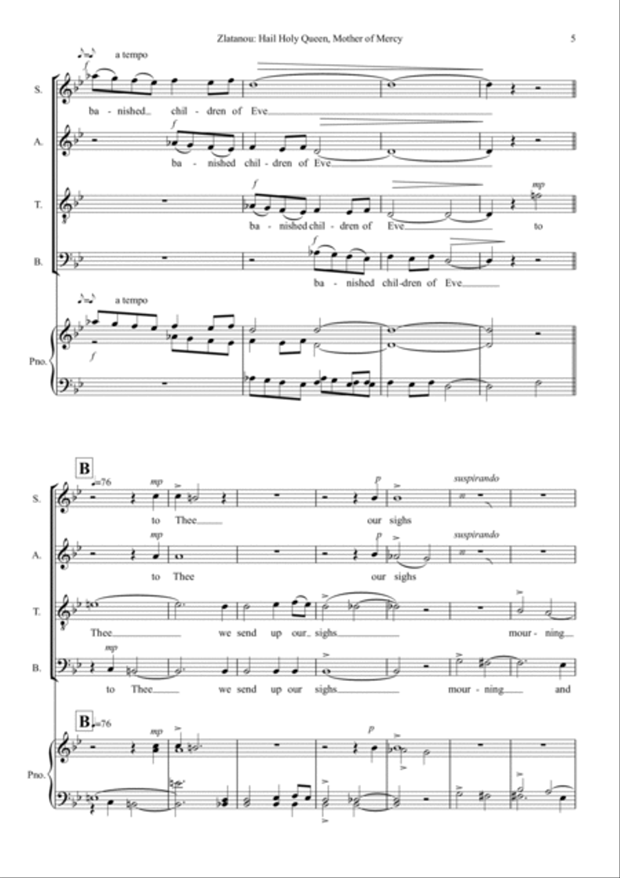 HAIL, HOLY QUEEN, for SATB choir with optional organ 4-Part scores gallery preview page 5