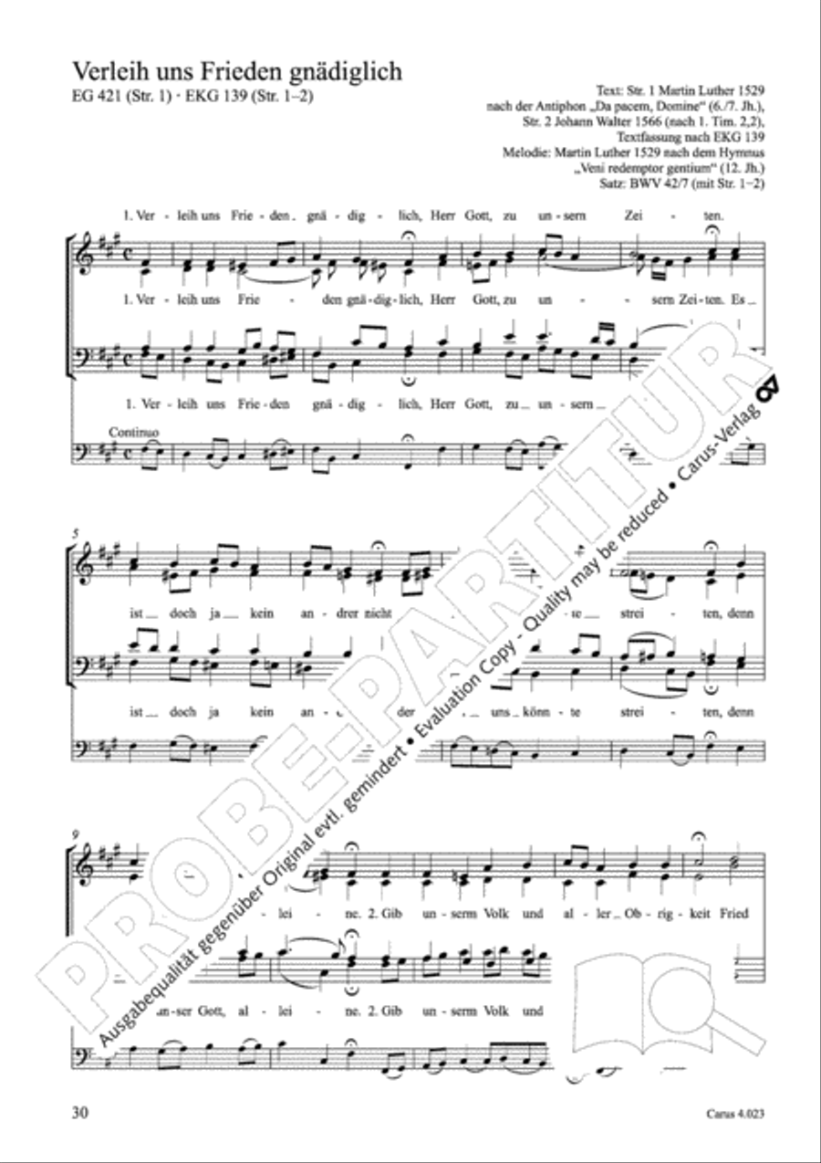 Luther Lieder in settings by J. S. Bach for mixed choir SATB 4-Part scores gallery preview page 31