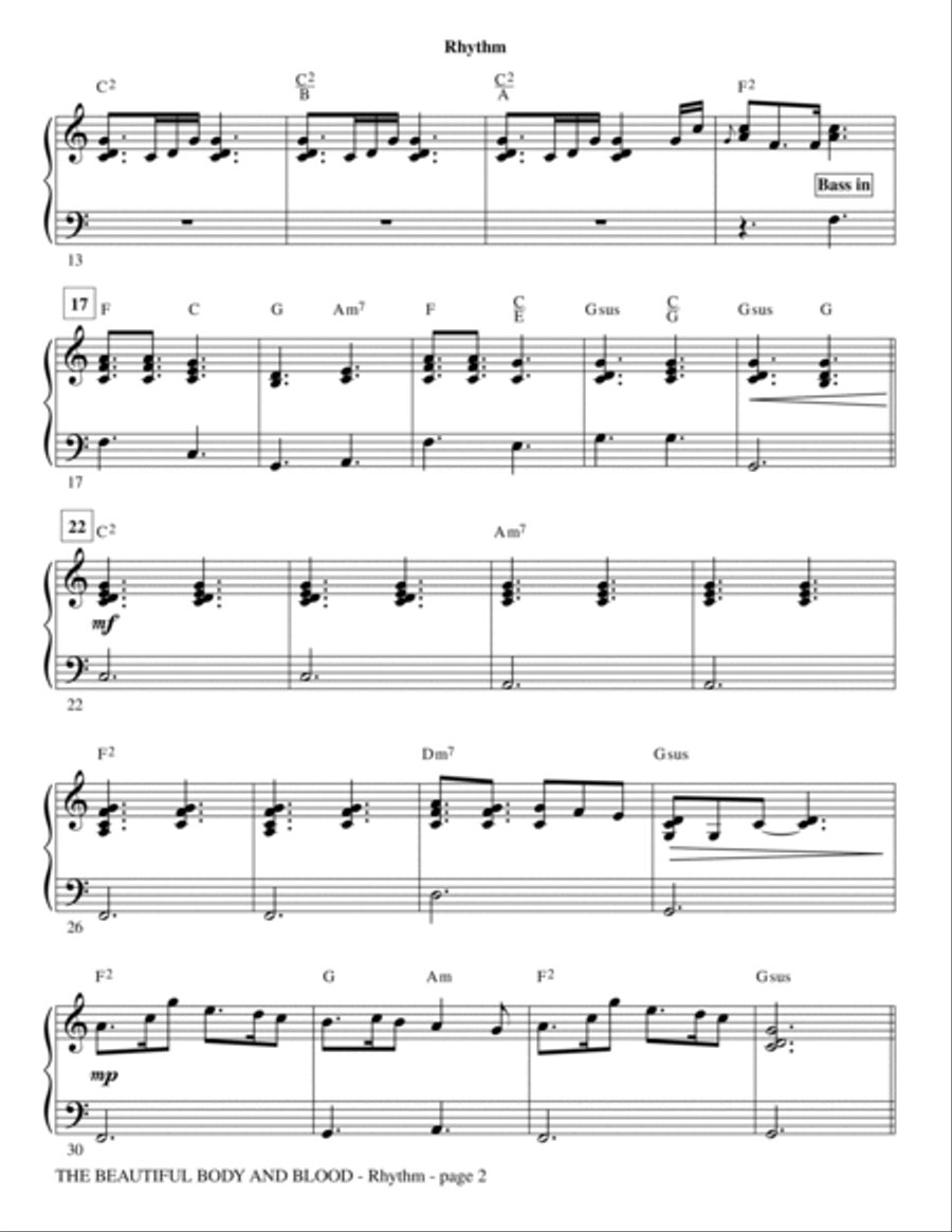The Beautiful Body And Blood - Rhythm Choir scores gallery preview page 2