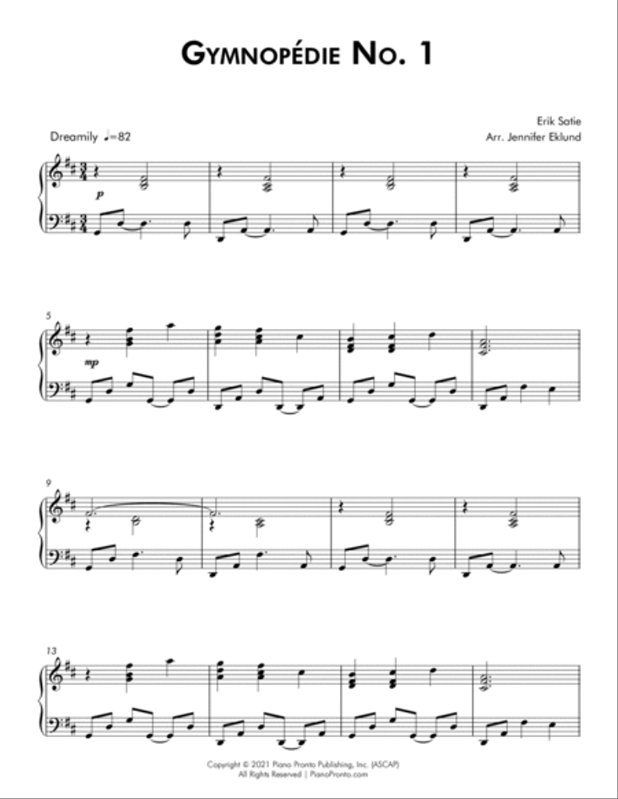 Gymnopedie No. 1 (Lyrical Solo for Intermediates) Piano Solo scores gallery preview page 2