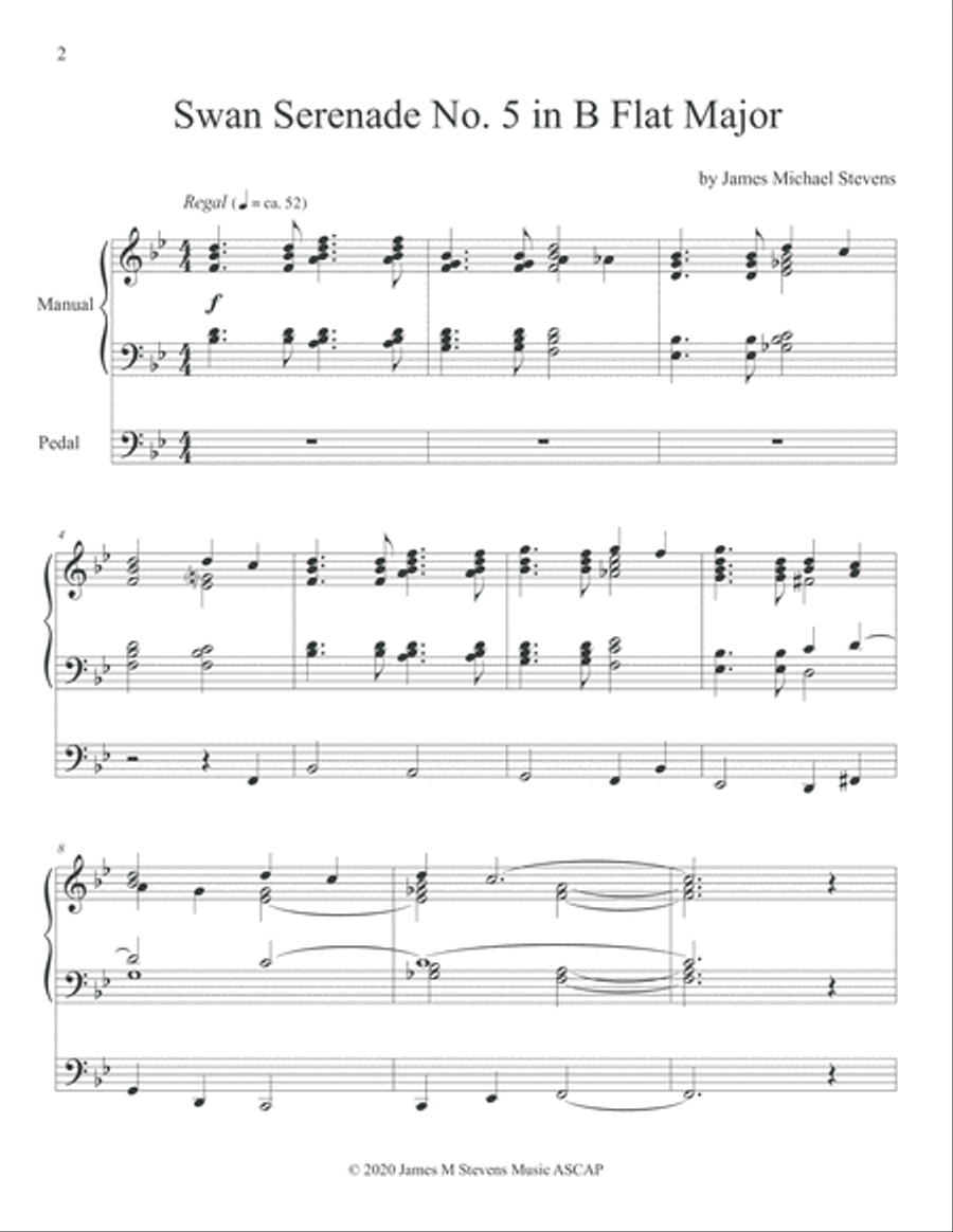 Swan Serenade No. 5 in B Flat Major Organ Solo scores gallery preview page 2