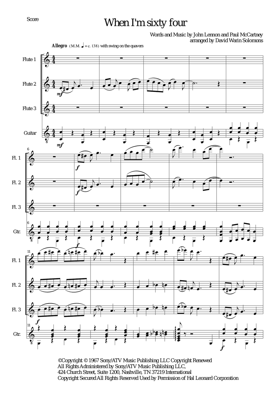 When I'm Sixty-Four Small Ensemble scores gallery preview page 1