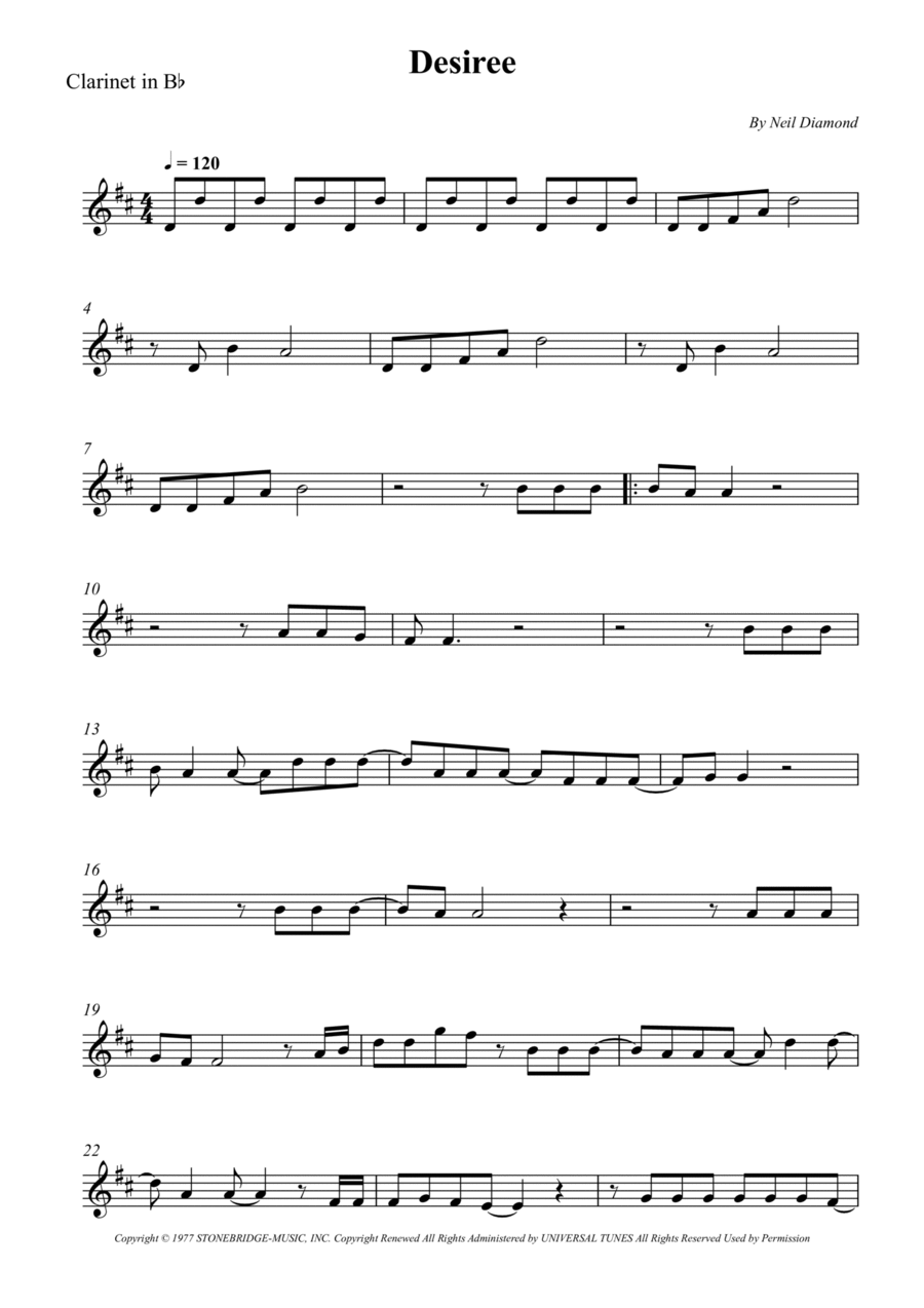 Desiree B-Flat Clarinet scores gallery preview page 1