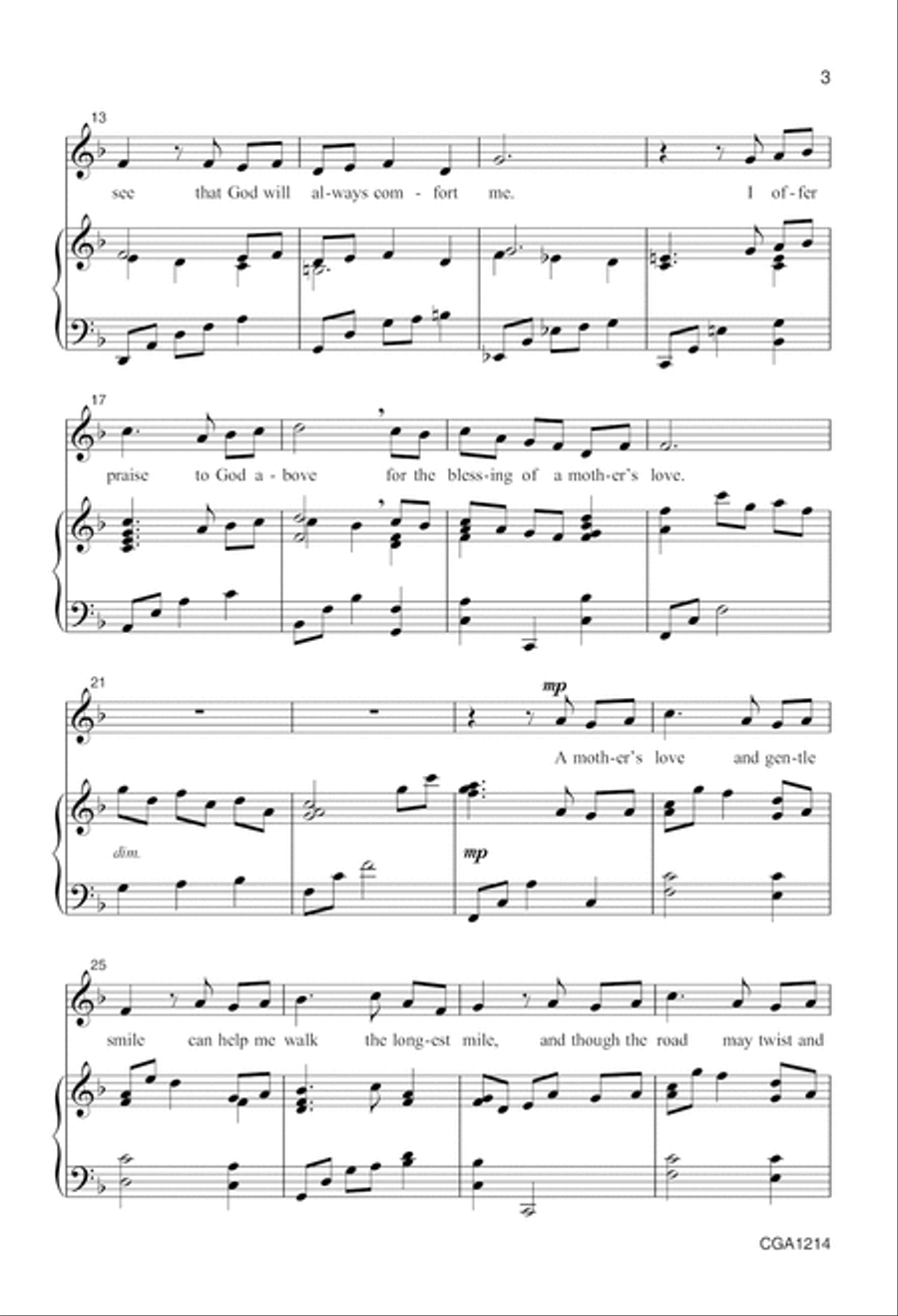 The Blessing of a Mother's Love Unison Choir scores gallery preview page 3