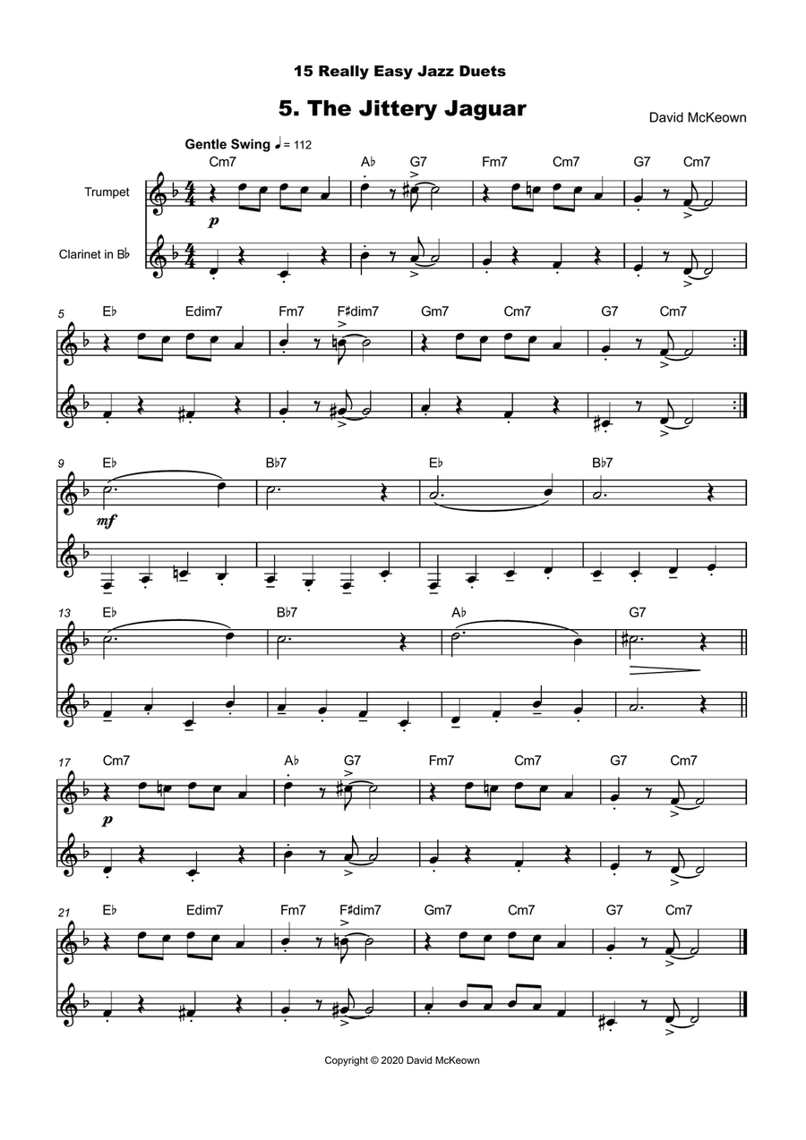 15 Really Easy Jazz Duets for Trumpet and Clarinet Duet Clarinet Duet scores gallery preview page 6