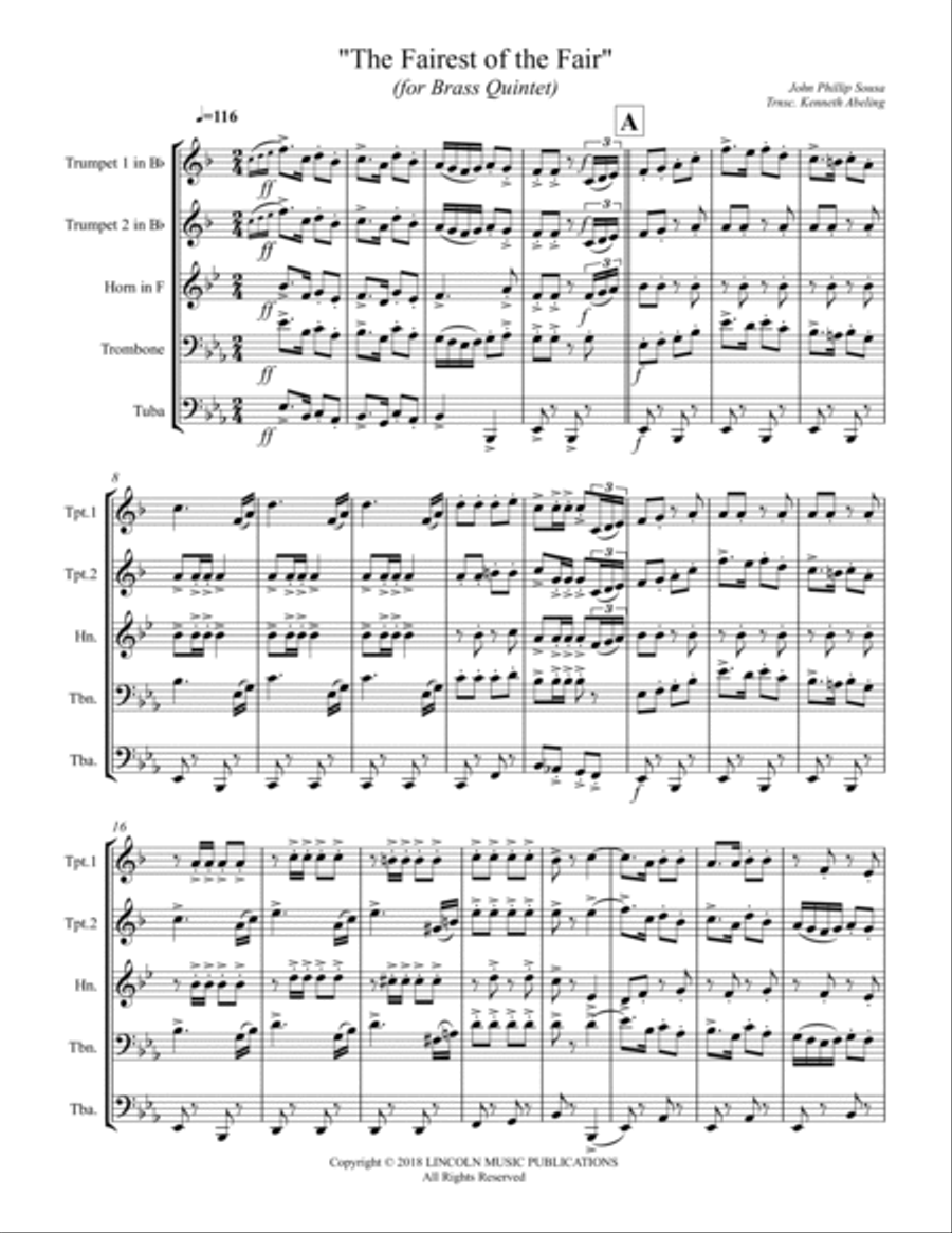 March – The Fairest of the Fair (for Brass Quintet) Brass Quintet scores gallery preview page 2