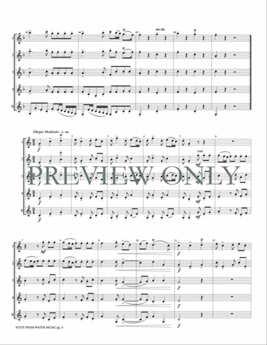 Suite from Water Music Clarinet Quintet scores gallery preview page 10