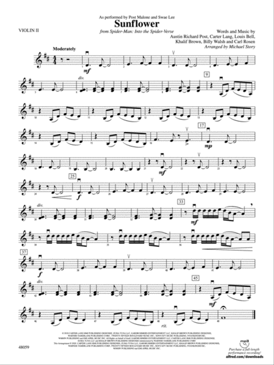 Sunflower: 2nd Violin String Orchestra scores gallery preview page 1