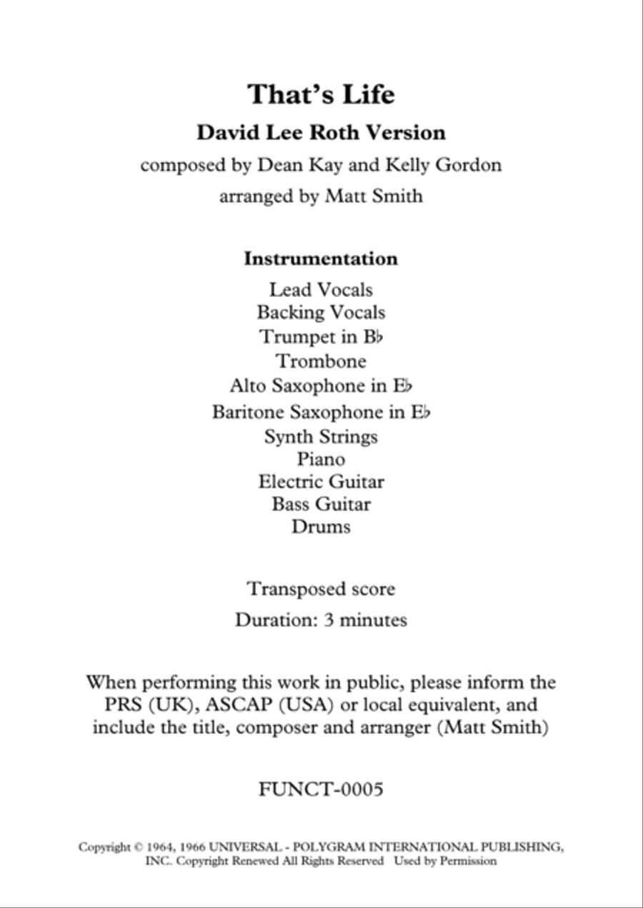 That's Life Baritone Saxophone scores gallery preview page 2