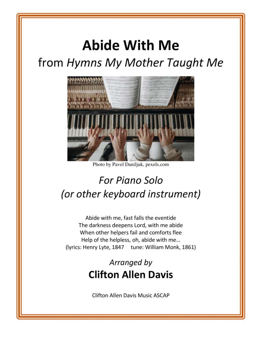 Abide With Me (traditional hymn arranged for intermediate piano solo by Clifton Davis, ASCAP) image number null