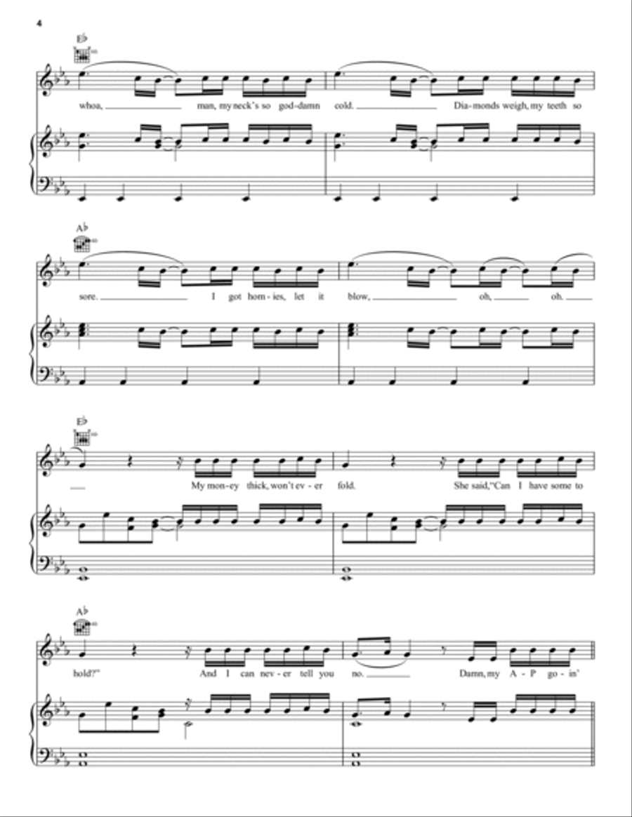 Psycho (featuring Ty Dolla $ign) Piano, Vocal, Guitar scores gallery preview page 4