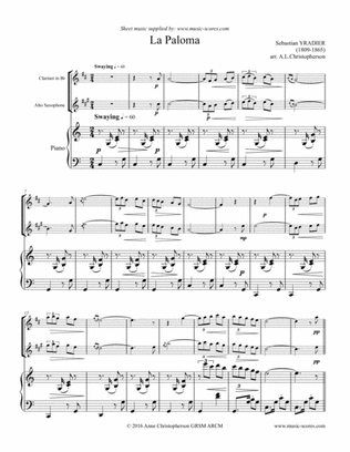 La Paloma - Clarinet, Alto Sax and Piano