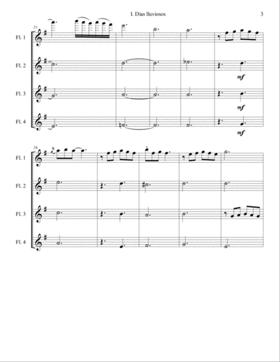 Días lluviosos Flute Solo scores gallery preview page 3