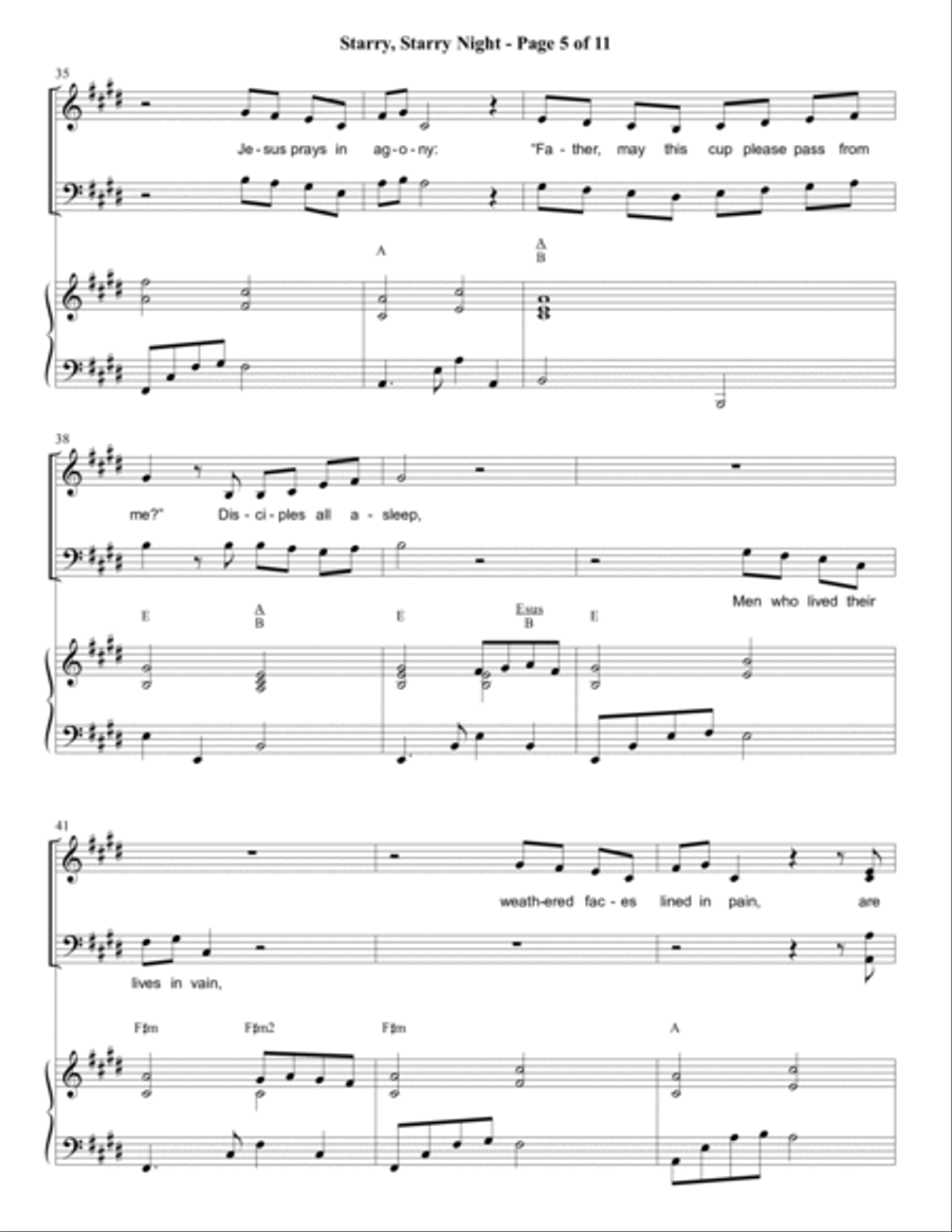 Starry, Starry Night 4-Part scores gallery preview page 5