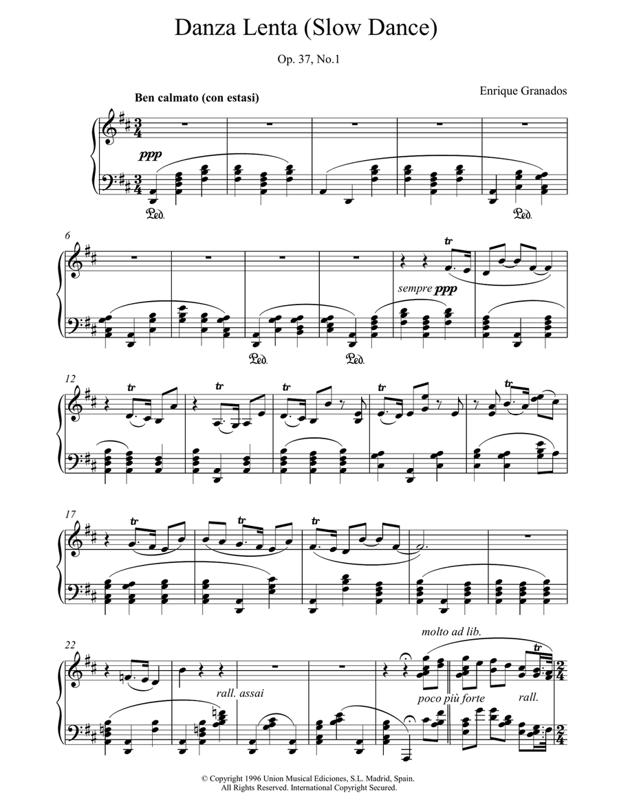 Danza Lenta Op37 No1 Piano Solo scores gallery preview page 1
