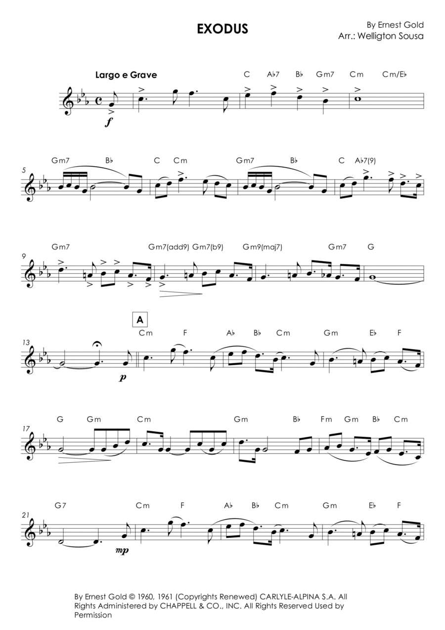 Exodus (main Theme) Piano scores gallery preview page 1