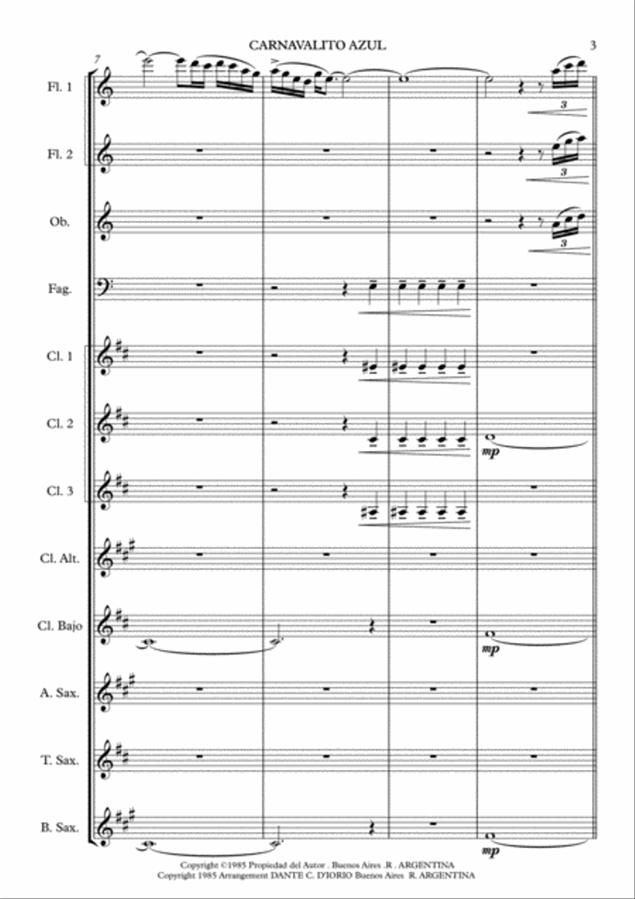 CARNAVALITO AZUL -CANCION PUNEÑA Woodwind Ensemble scores gallery preview page 3