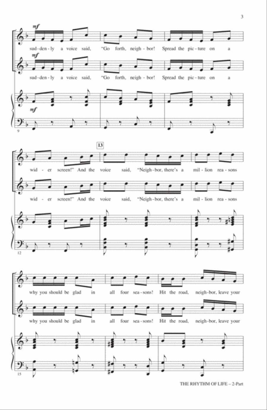 The Rhythm Of Life (from Sweet Charity) (arr. John Leavitt) 2-Part scores gallery preview page 2