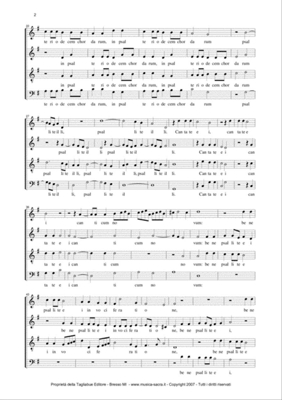 EXSULTATE JUSTI - Lodovico Grossi da Viadana - Mottetto for SATB Choir 4-Part scores gallery preview page 2