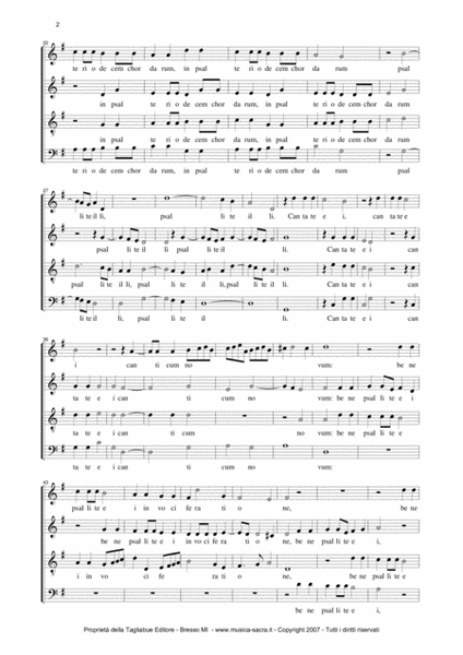 EXSULTATE JUSTI - Lodovico Grossi da Viadana - Mottetto for SATB Choir image number null