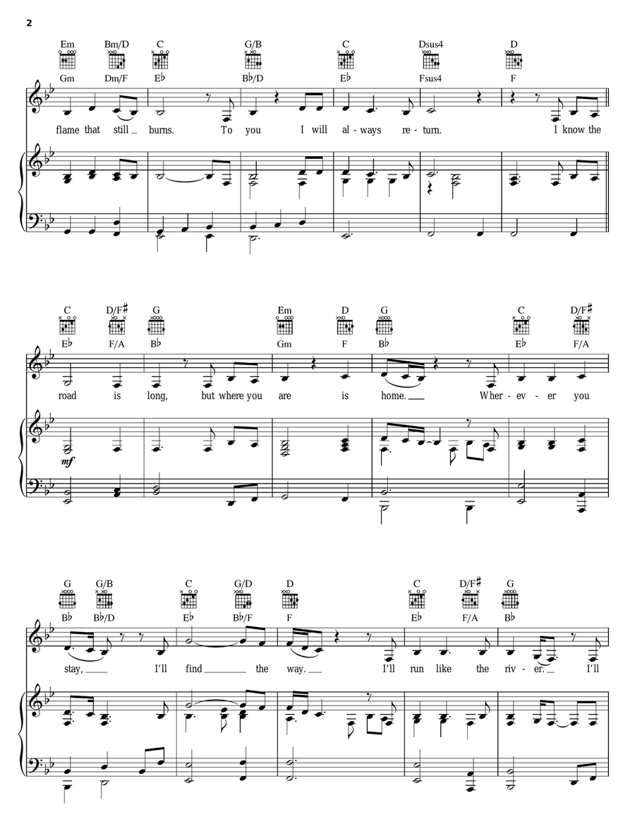 I Will Always Return (Finale) Piano, Vocal, Guitar scores gallery preview page 2