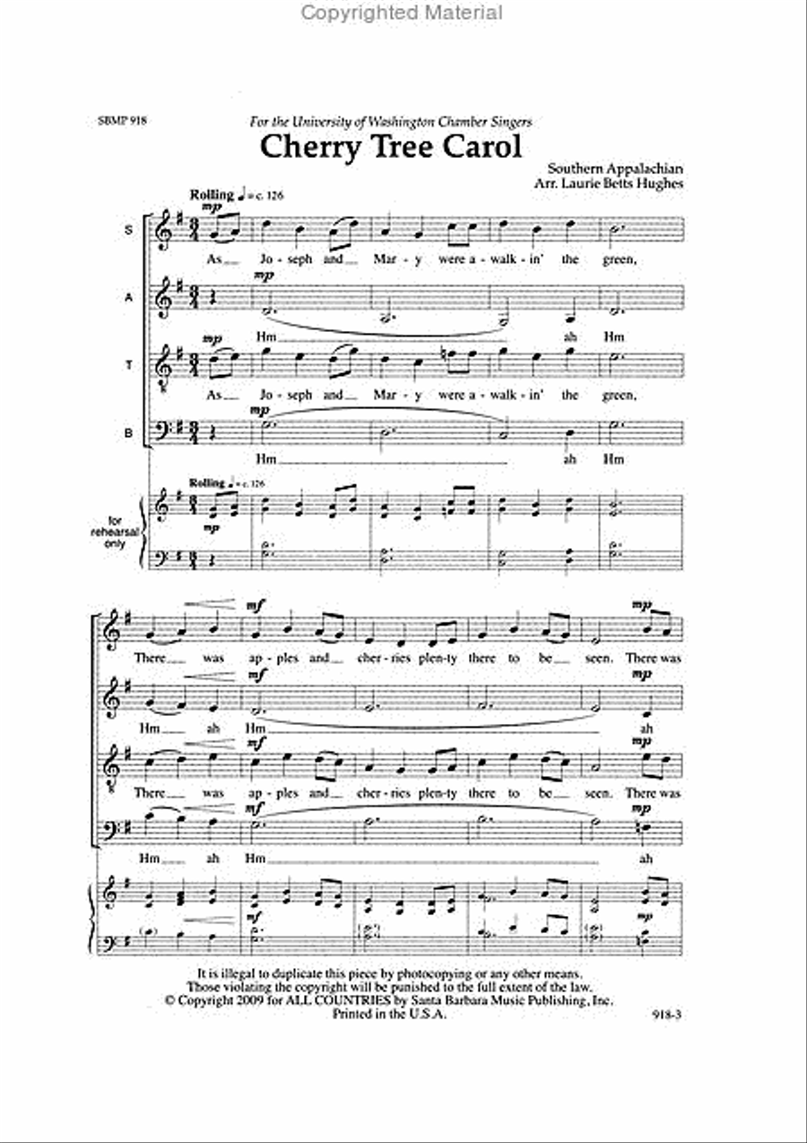 Cherry Tree Carol - SATB Octavo 4-Part scores gallery preview page 2