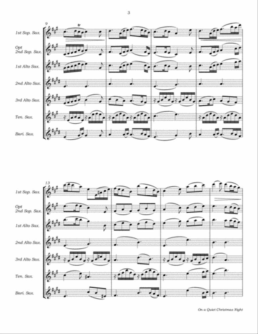 On a Quiet Christmas Night for Saxophone Choir Woodwind Ensemble scores gallery preview page 6