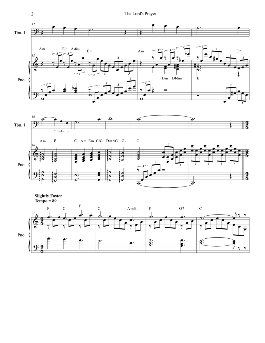 The Lord's Prayer The Lord's Prayer Trombone Duet scores gallery preview page 2