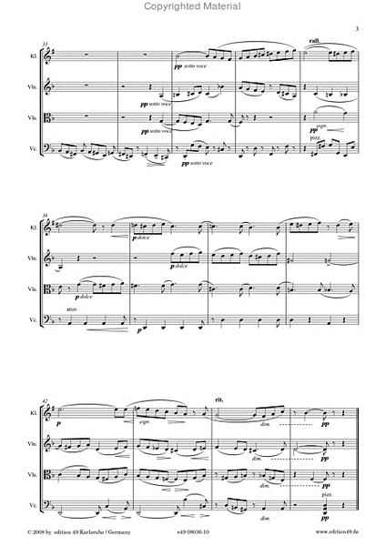 Suite fur Klarinette (B), Violine, Viola und Violoncello op.62a