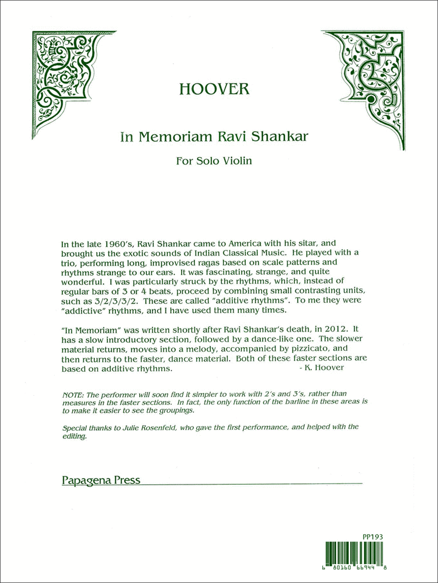 In Memoriam Chamber Music scores gallery preview page 1