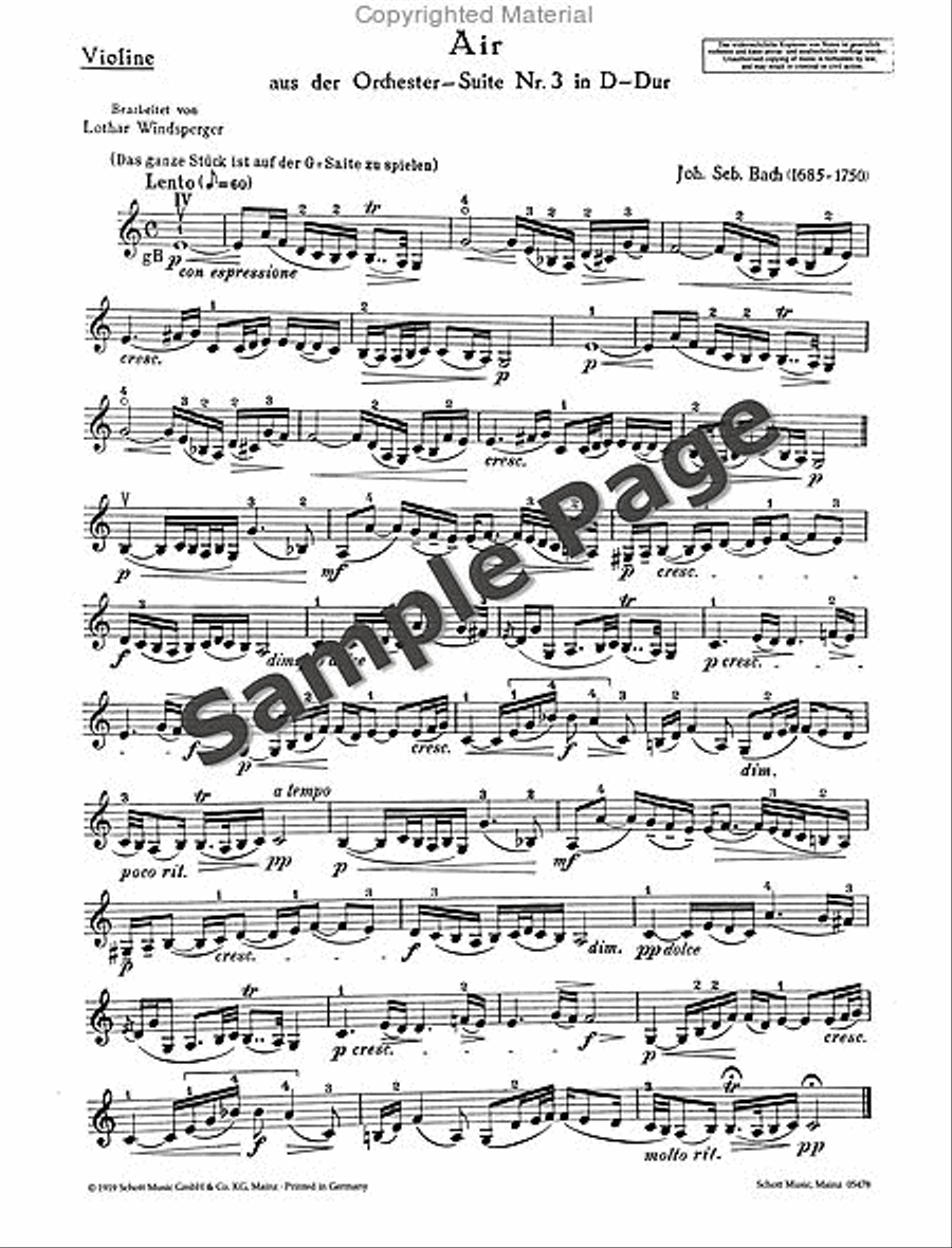 Air from the Orchestral Suite No. 3 in D, BWV 1068 Violin Solo scores gallery preview page 8
