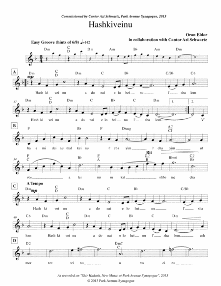 Hashkivenu Hashkivenu Voice scores gallery preview page 1