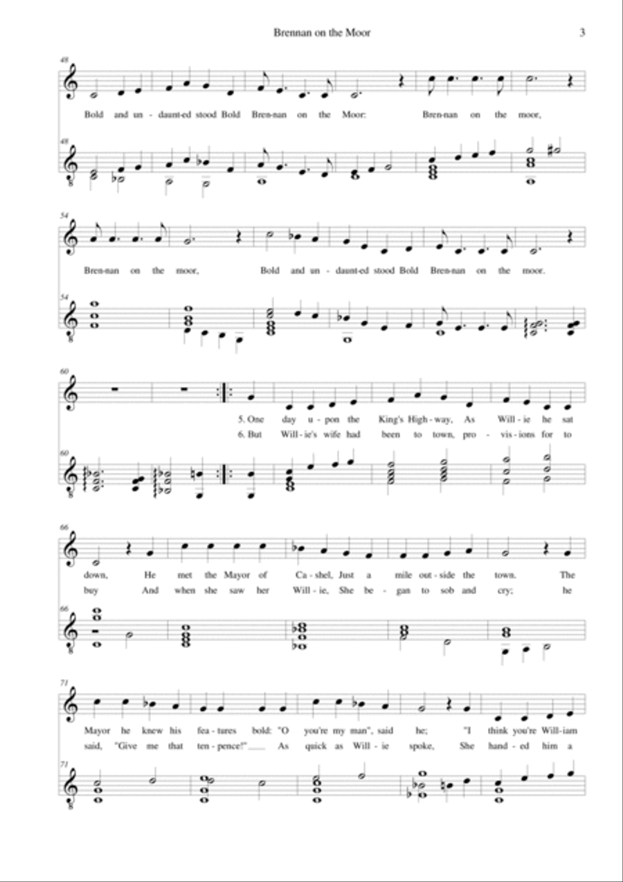 Brennan on the moor for low voice and classical guitar Acoustic Guitar scores gallery preview page 3