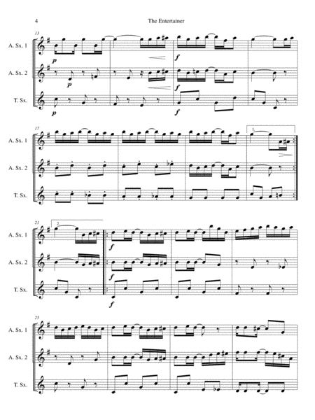 The entertainer by Scott Joplin - Arranged for Saxophone Trio or Ensemble image number null