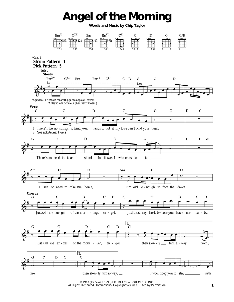 Angel Of The Morning Acoustic Guitar scores gallery preview page 1