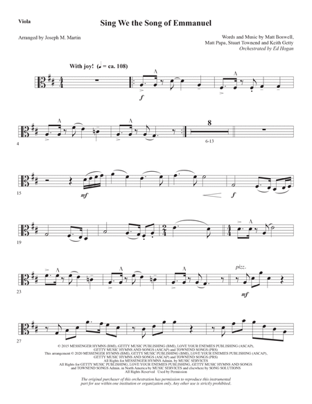 Sing We the Song of Emmanuel (arr. Joseph M. Martin) - Viola