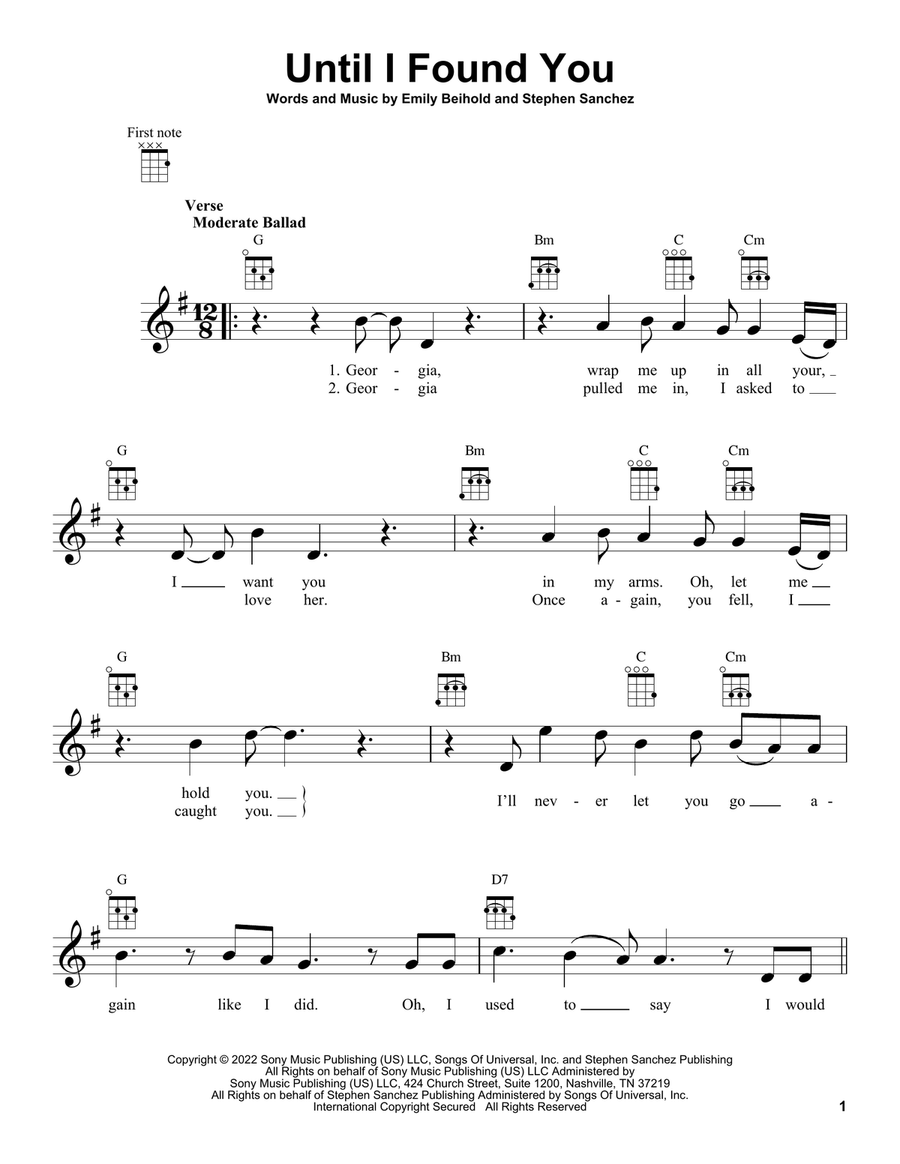 Until I Found You Ukulele scores gallery preview page 1