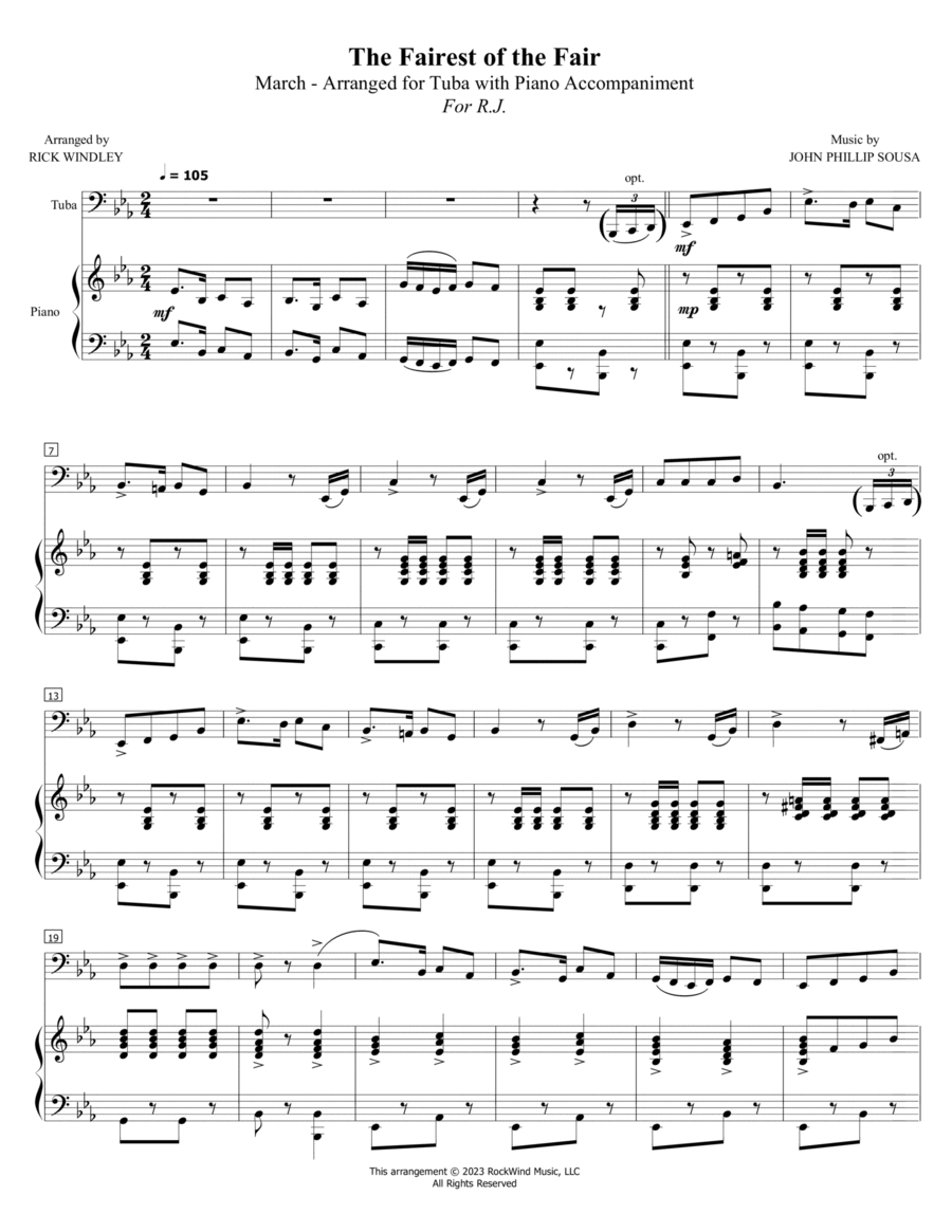 Fairest of the Fair - Tuba Solo Piano Method scores gallery preview page 1