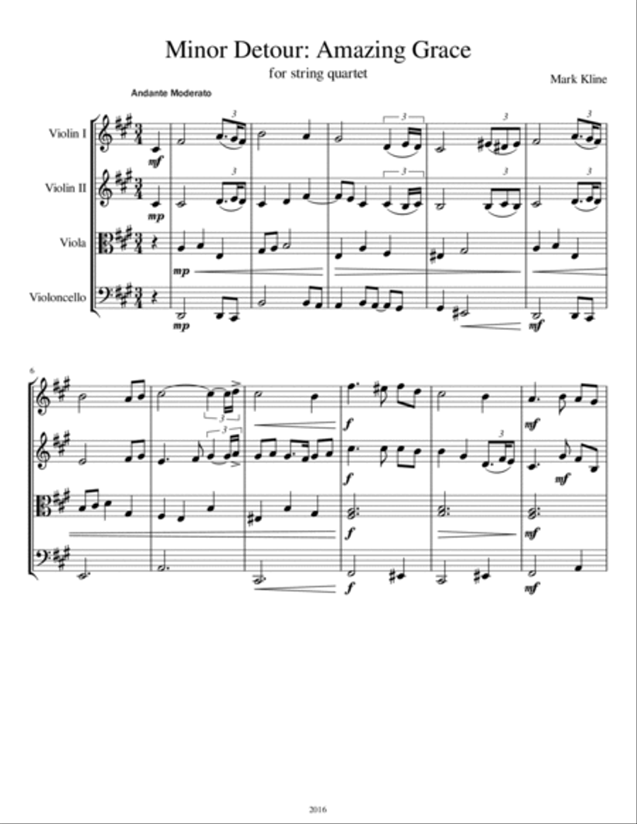 Minor Detour: Amazing Grace String Quartet scores gallery preview page 2