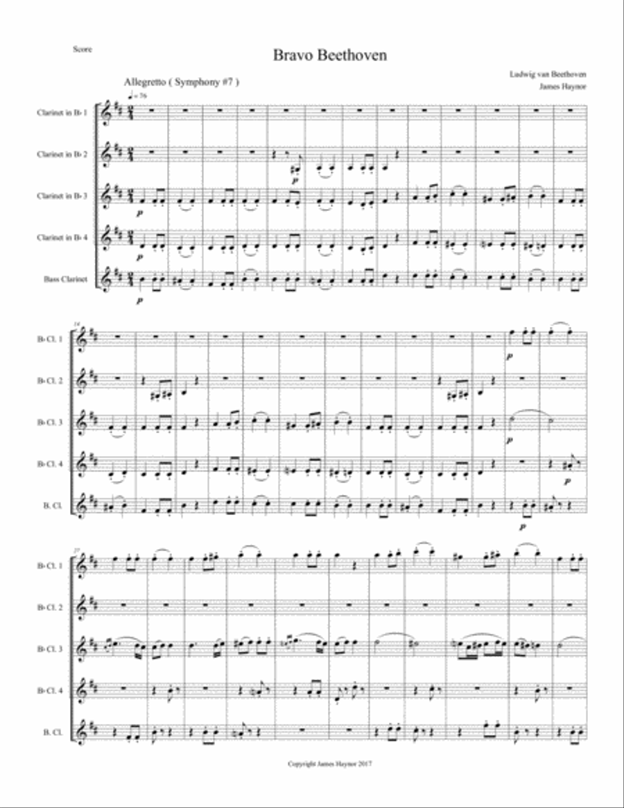 Bravo Beethoven for Clarinet Quintet Bravo Beethoven for Clarinet Quintet Clarinet Quintet scores gallery preview page 3